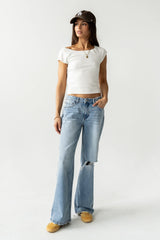 Devon Distressed Wide Leg Jeans