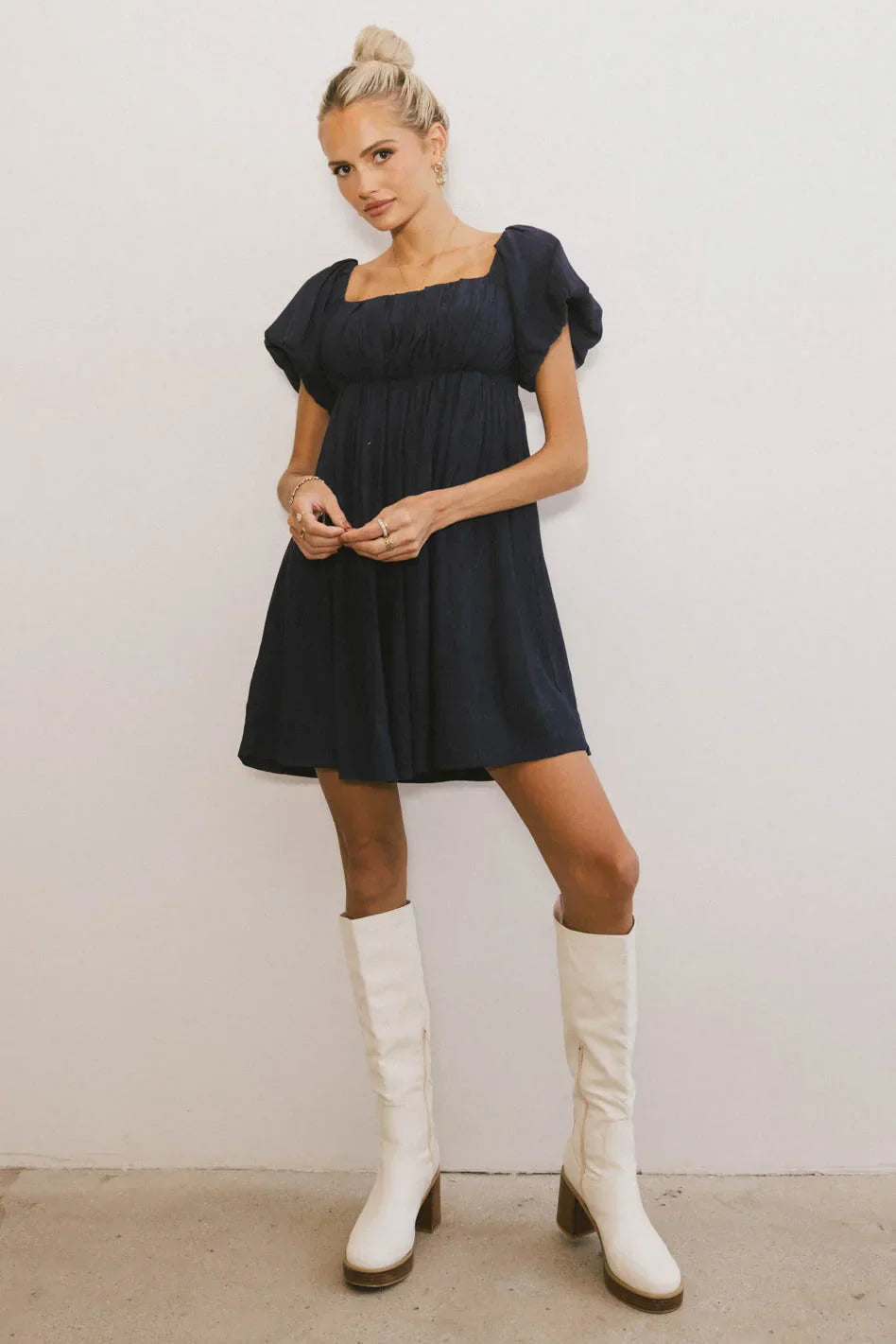 Dasha Textured Mini Dress in Navy FINAL SALE