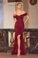 Pilar Gown Off The Shoulder Evening Dress With Ruffle