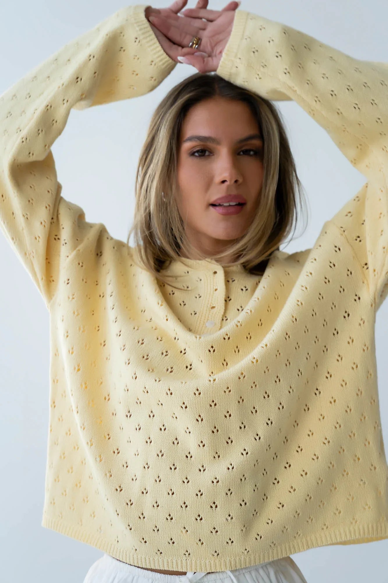 Margot Pointelle Sweater in Butter Yellow FINAL SALE