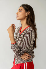 Josy Button Front Cardigan in Red FINAL SALE