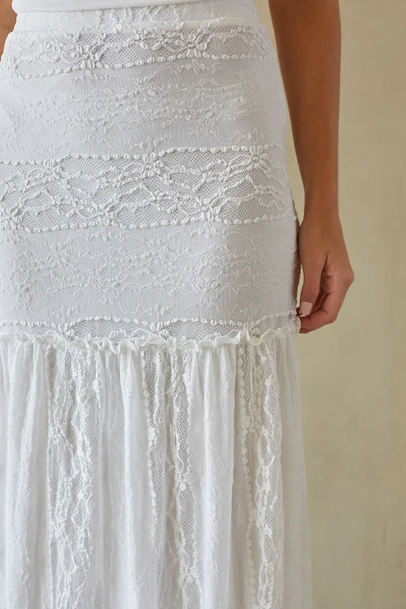 Fawn Lace Tiered Maxi Skirt