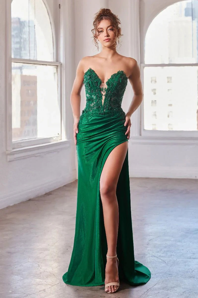 Desirae Gown Strapless Lace Appliqué Dress