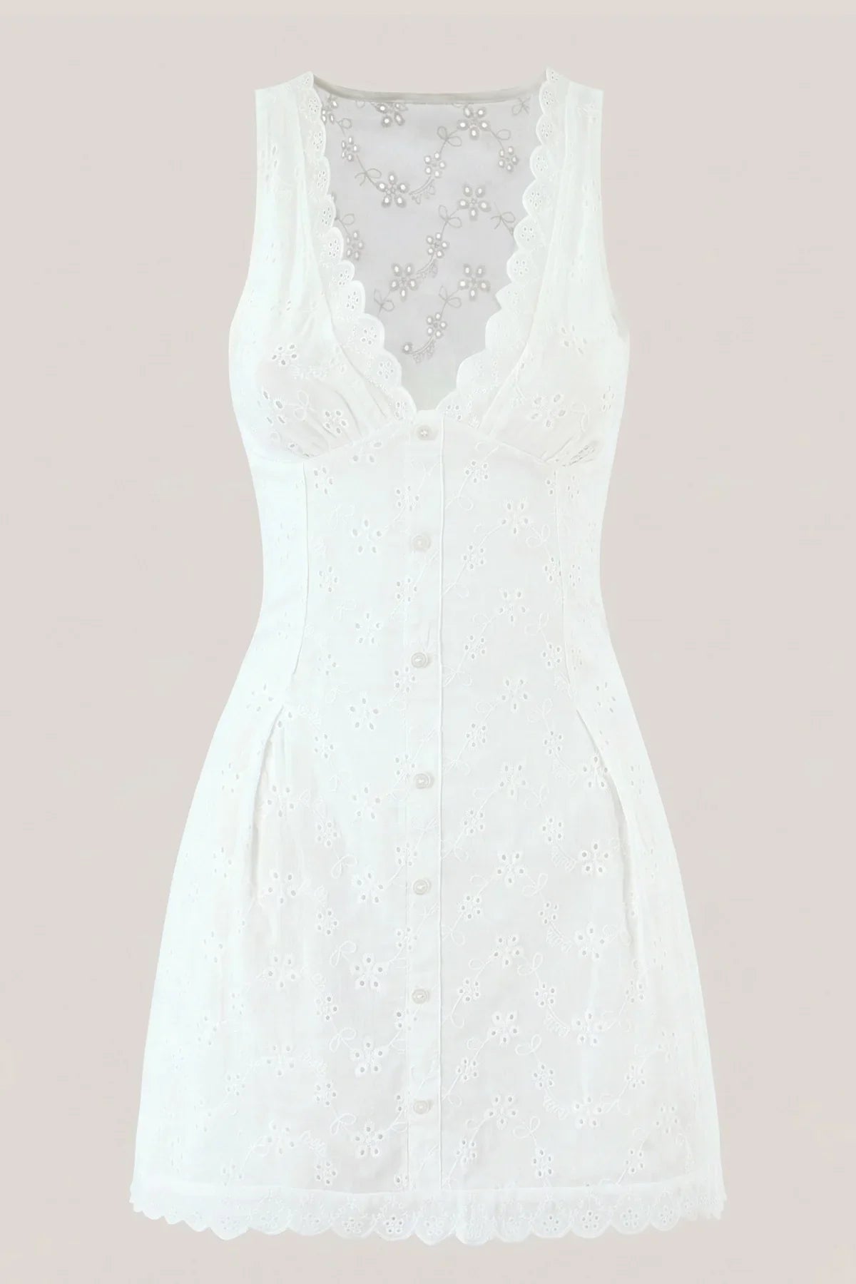White V Neck Floral Print A Line Mini Dress