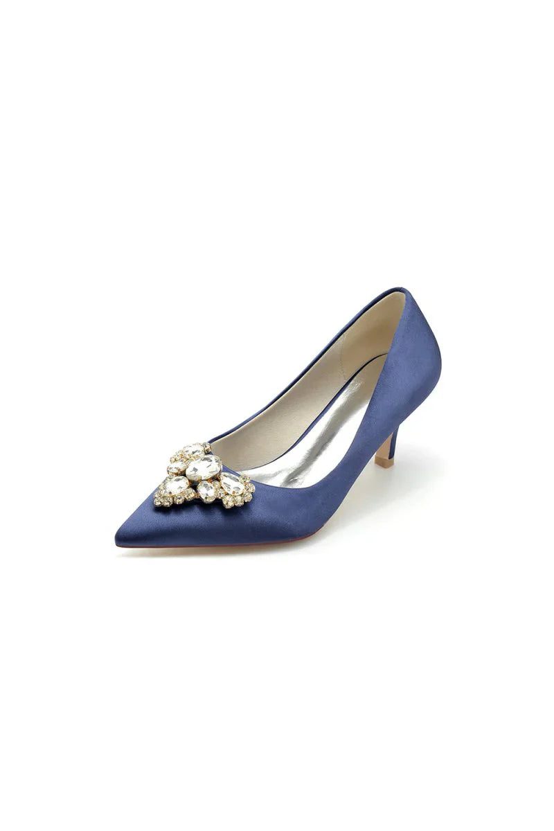 Pointed Toe Stiletto Heels with Rhinestone