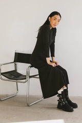Lynette Ribbed Maxi Dress in Charcoal FINAL SALE