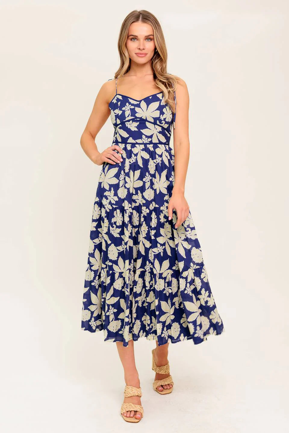PETALS IN THE WIND MIDI DRESS NAVY FINAL SALE