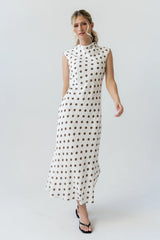 Tiffany Polka Dot Mock Neck Midi Dress