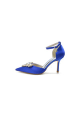 Cocktail Pointed Toe Crystal Buckle Strap Heels
