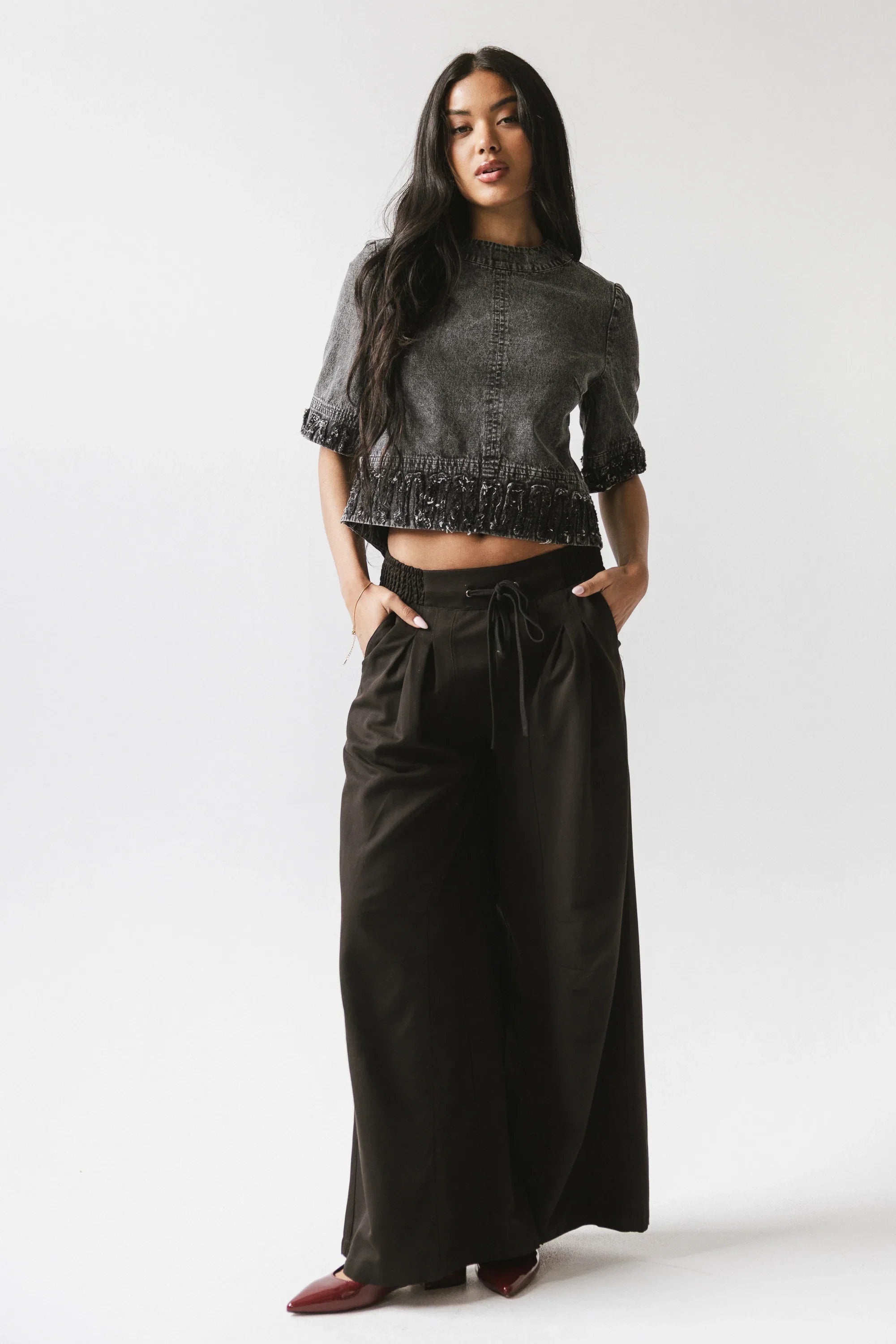 Jana Denim Top in Black