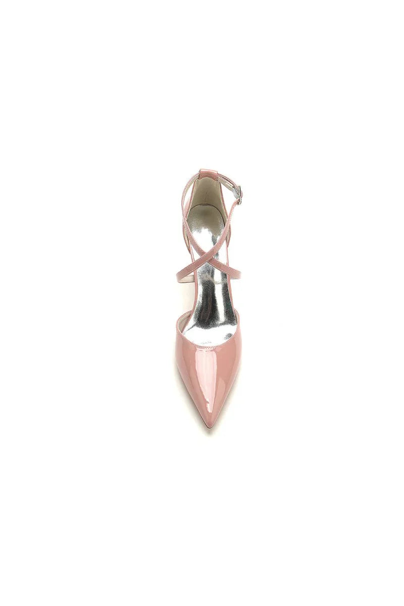 Champagne Patent Leather Wedding Shoes with Straps