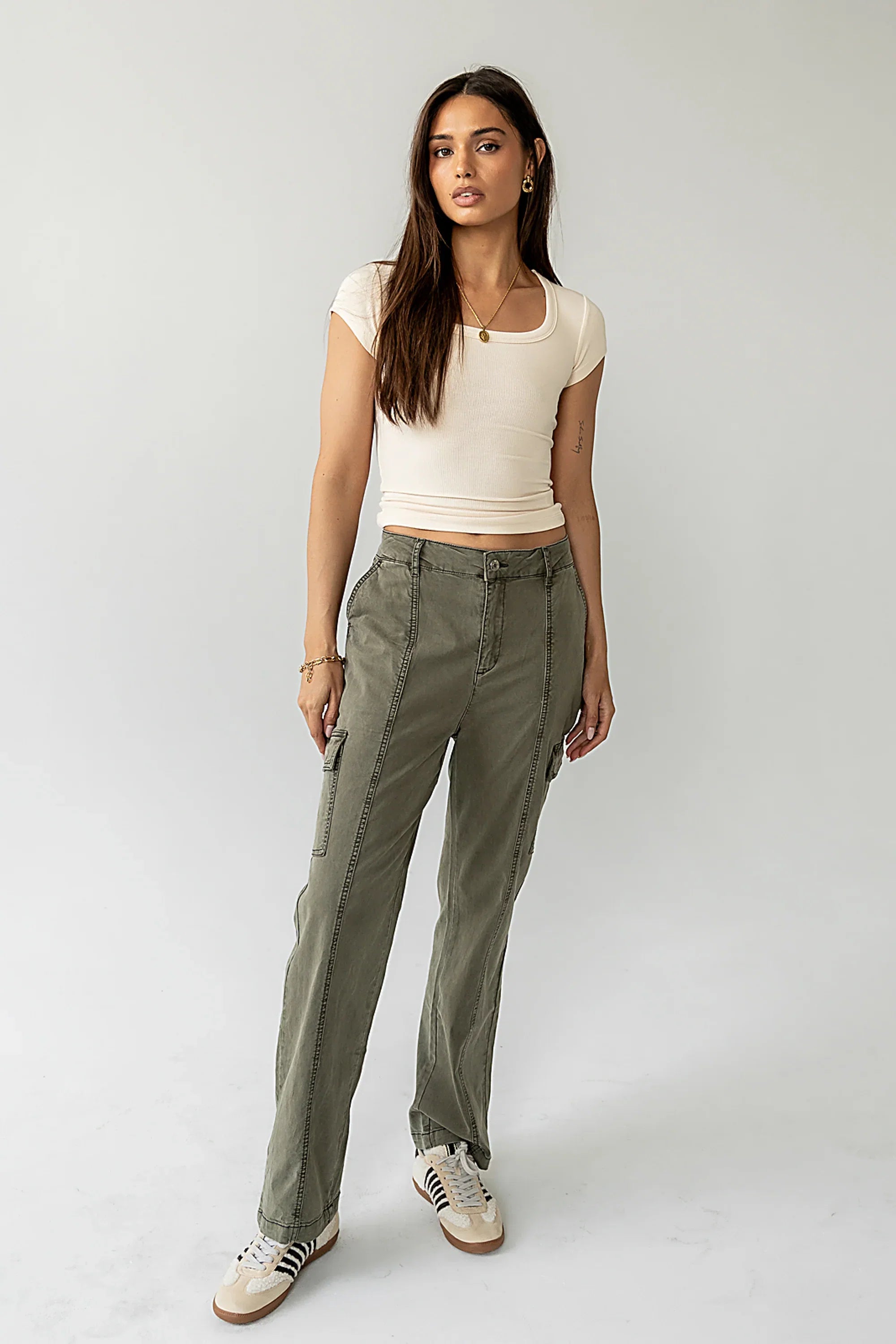 Gracie Straight Leg Pants in Olive FINAL SALE