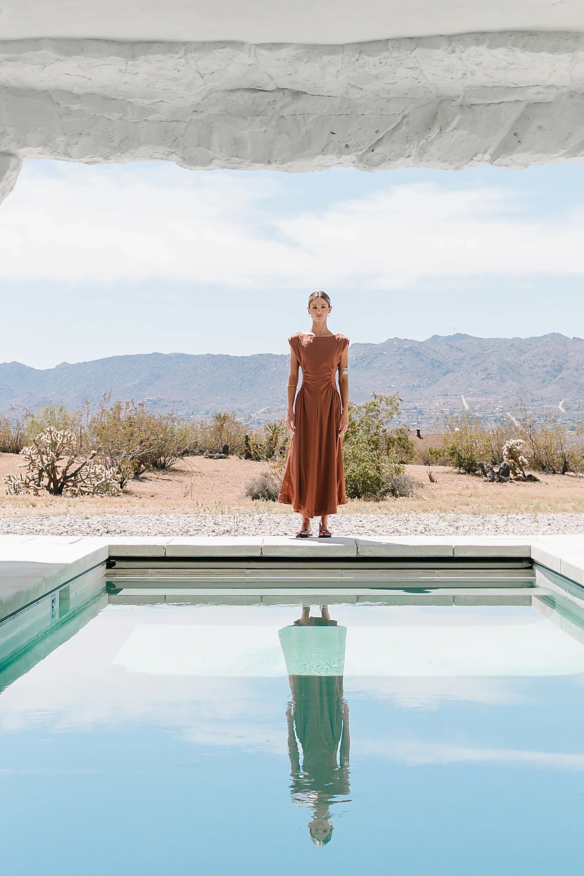 Nora Midi Dress in Terracotta