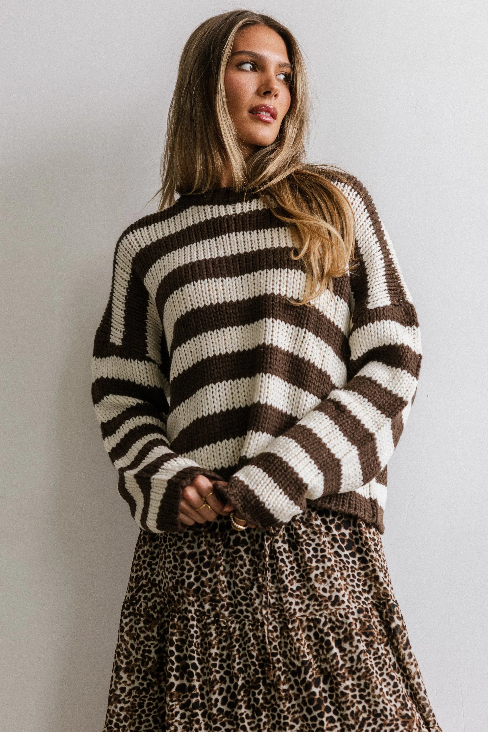 Beckam Striped Sweater in Mocha
