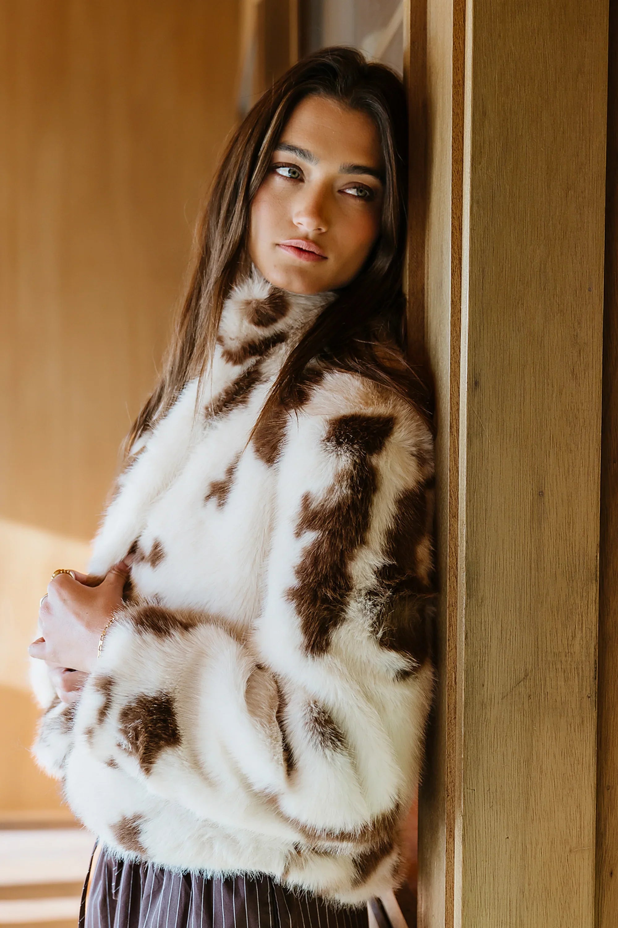 Ollie Cropped Faux Fur Coat