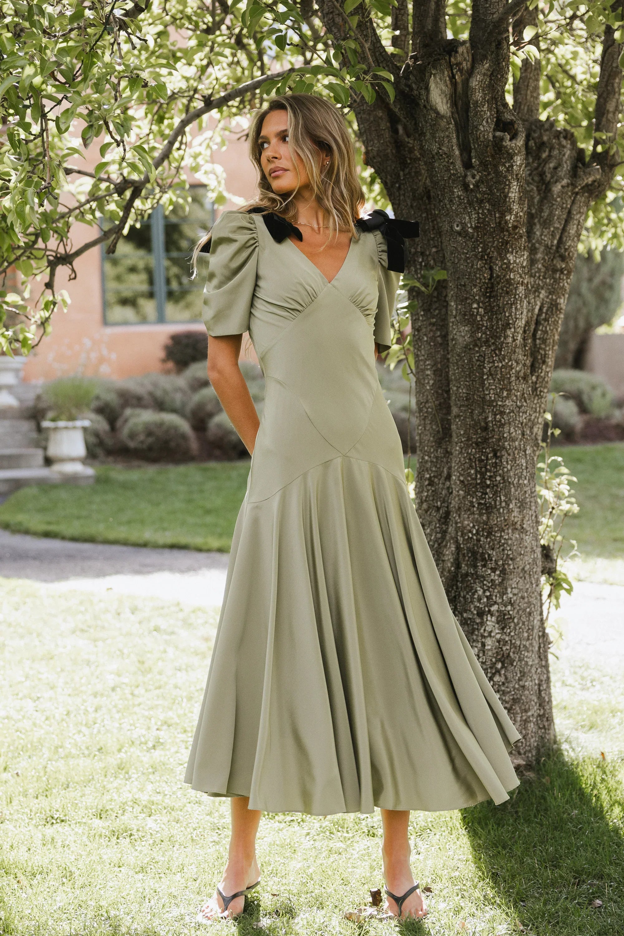 Nellie Drop Waist Maxi Dress in Sage FINAL SALE