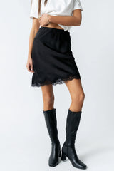 Harper Lace Trim Mini Skirt in Black
