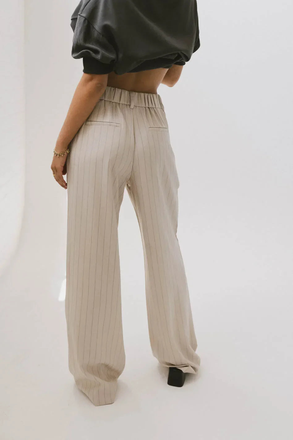 Reese Striped Slacks in Cream FINAL SALE