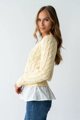 Zeke Cable Knit Sweater in Yellow