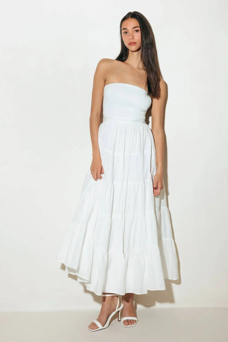 BREEZE OPEN BACK MIDI DRESS WHITE