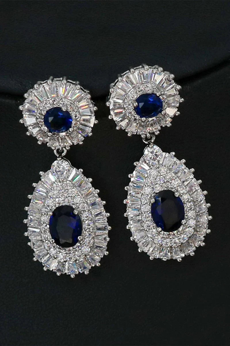 Royal Blue Crystal Necklace Earring Jewelry Set