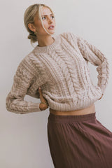 Annie Cable Knit Sweater in Taupe FINAL SALE
