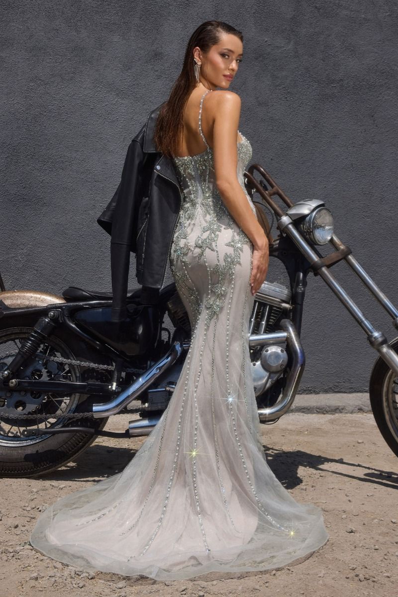 Phaedra Gown Fitted Crystal Embellished Evening Dress