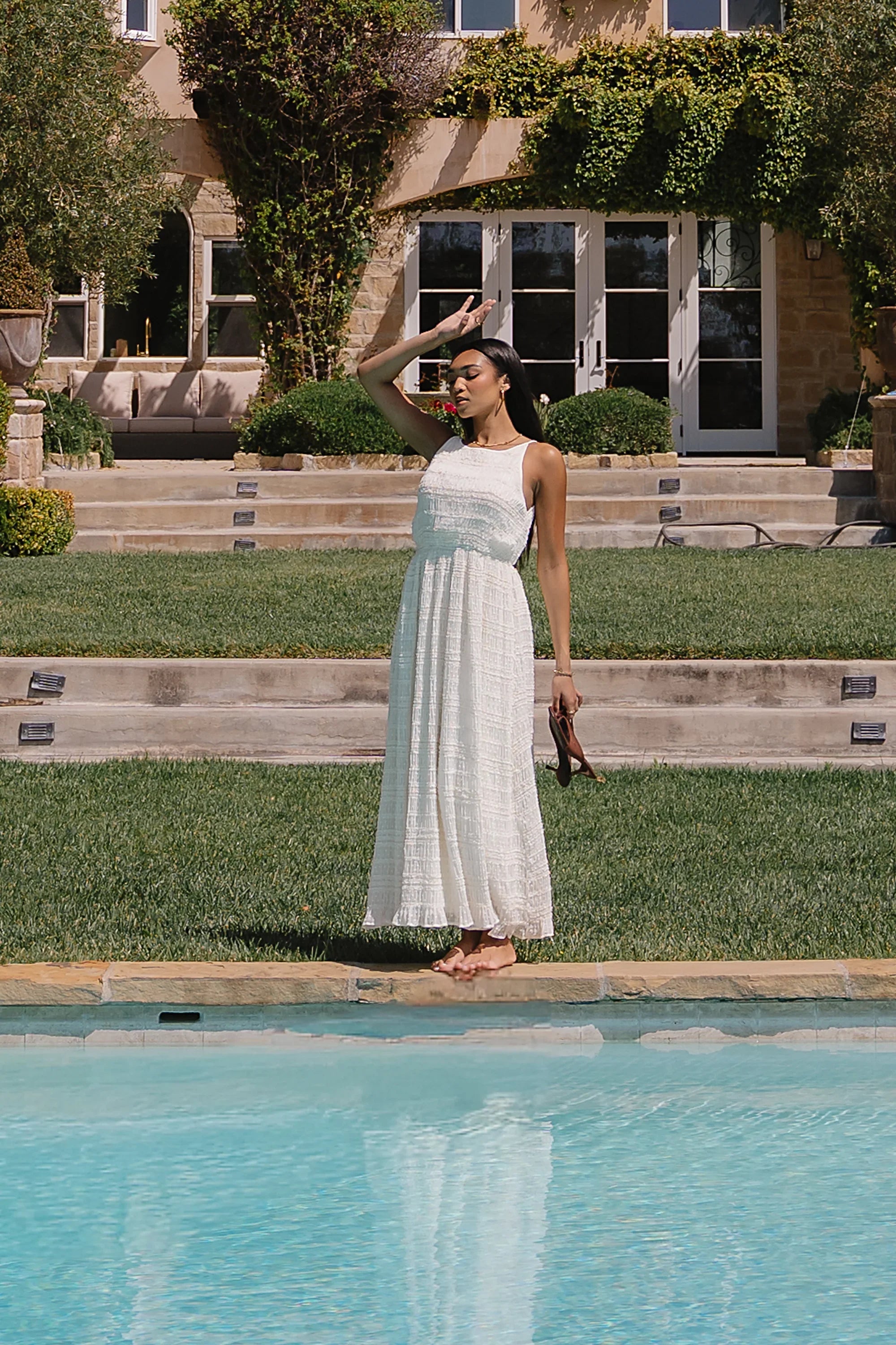 Jordy Textured Maxi Dress in Cream