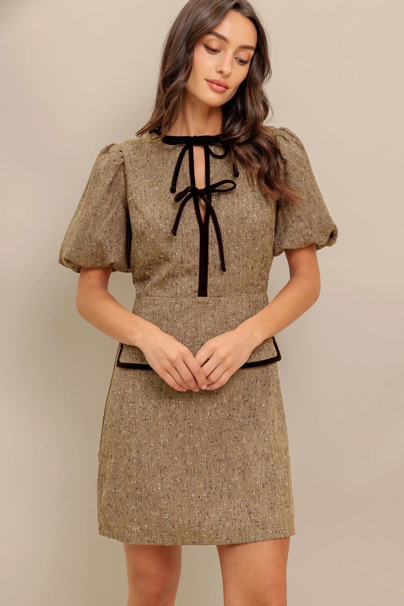 MADEMOISELLE MODE TWEED MINI DRESS