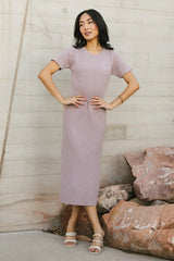 Emmie Ribbed Midi Dress in Lavender FINAL SALE