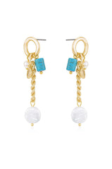 Pearl and Charm Dangle Earrings