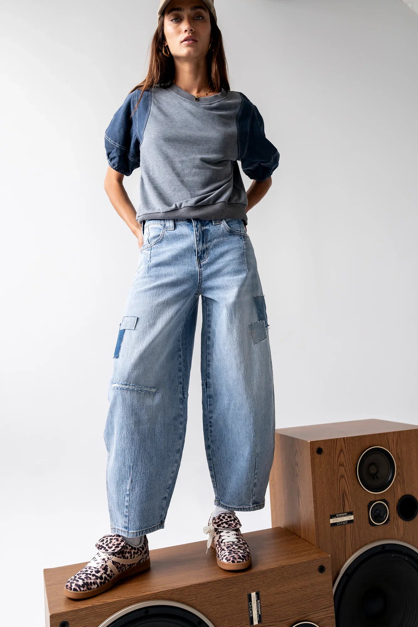 Rory Contrast Top in Denim FINAL SALE