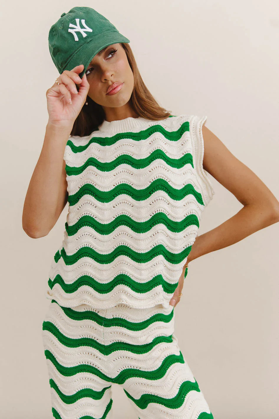 Elenor Knit Top in Green FINAL SALE