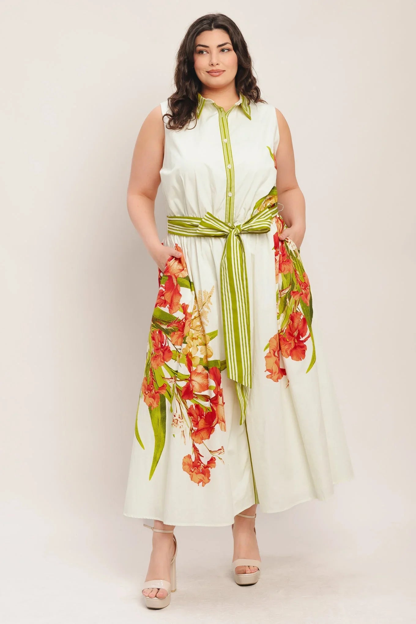 SPRING HEIRLOOM FLORAL PRINT MIDI DRESS