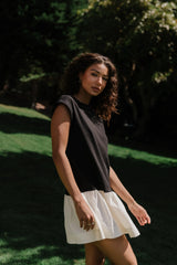 Jozie Mixed Media Mini Dress in Black
