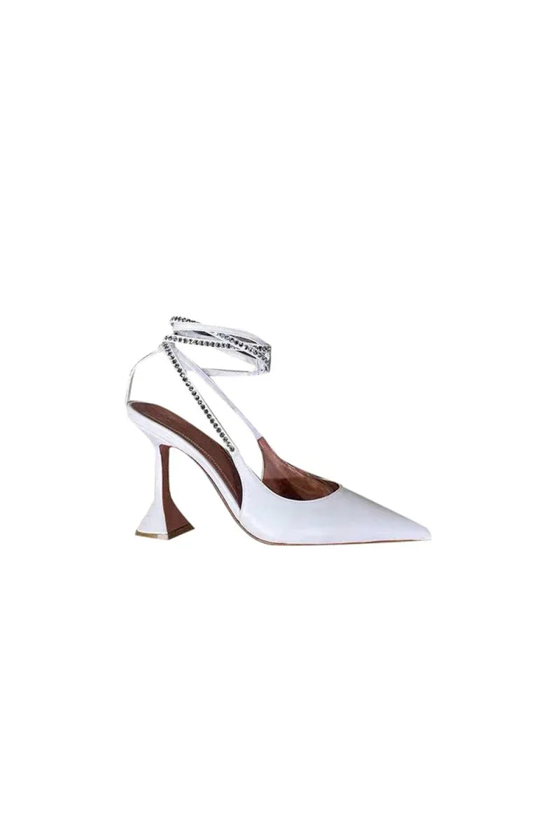 White Lace Up High Heel Sandals