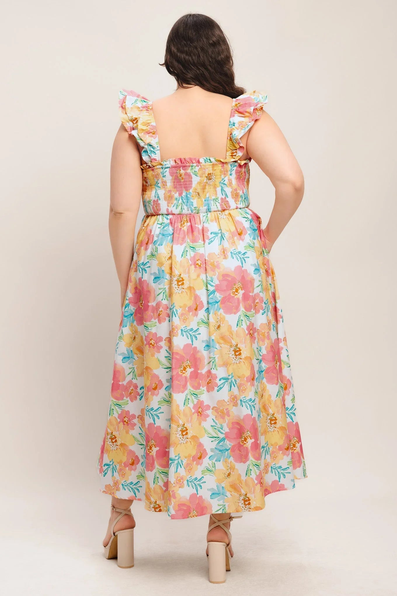 SOFT SUNSHINE FLORAL MIDI DRESS