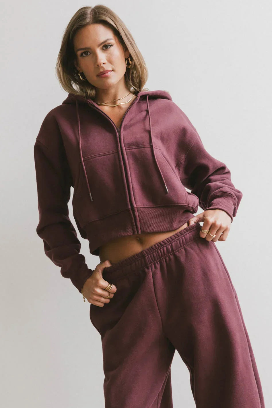 Ezra Zip Up in Burgundy FINAL SALE