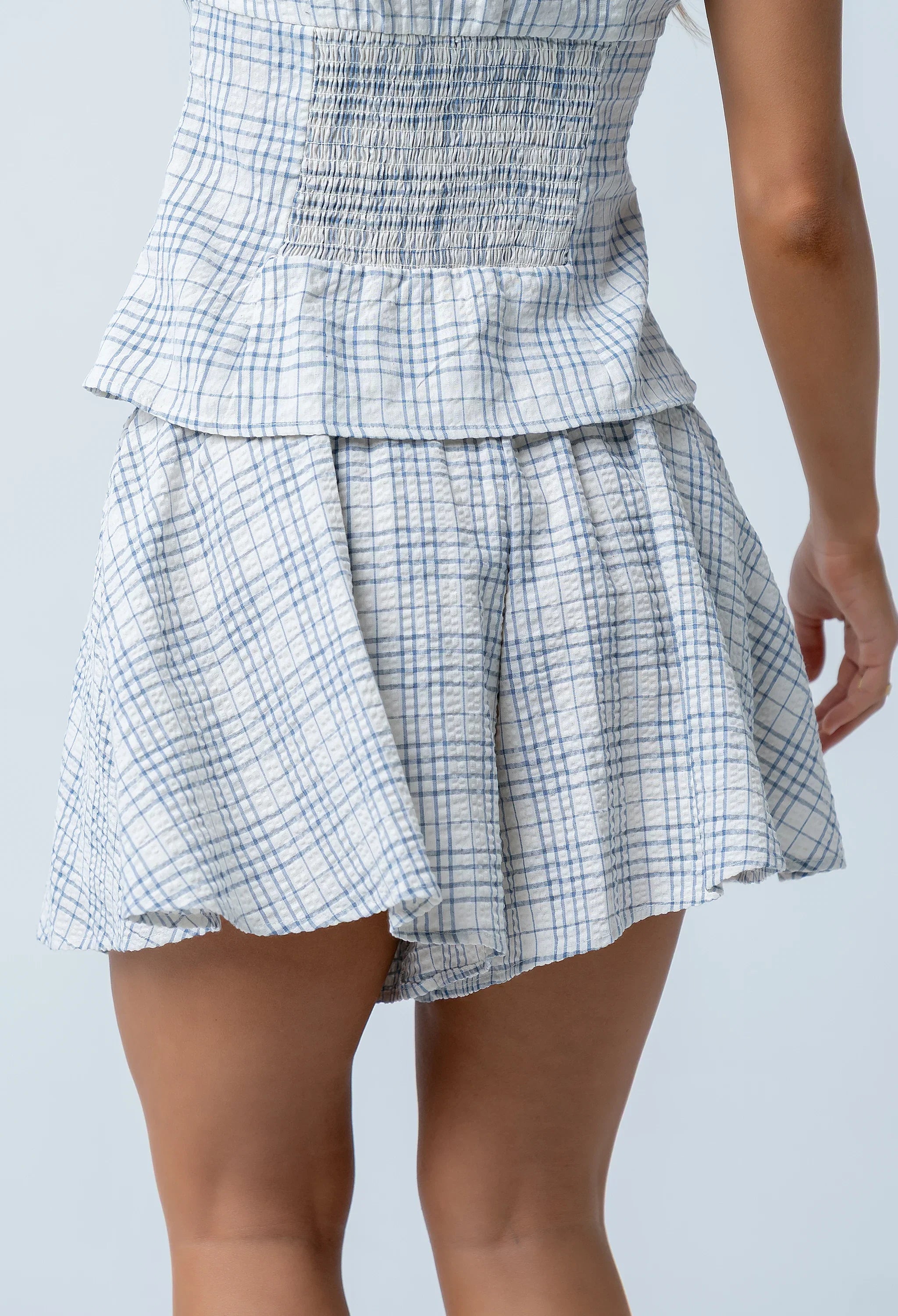 Katherine Plaid Shorts in Blue
