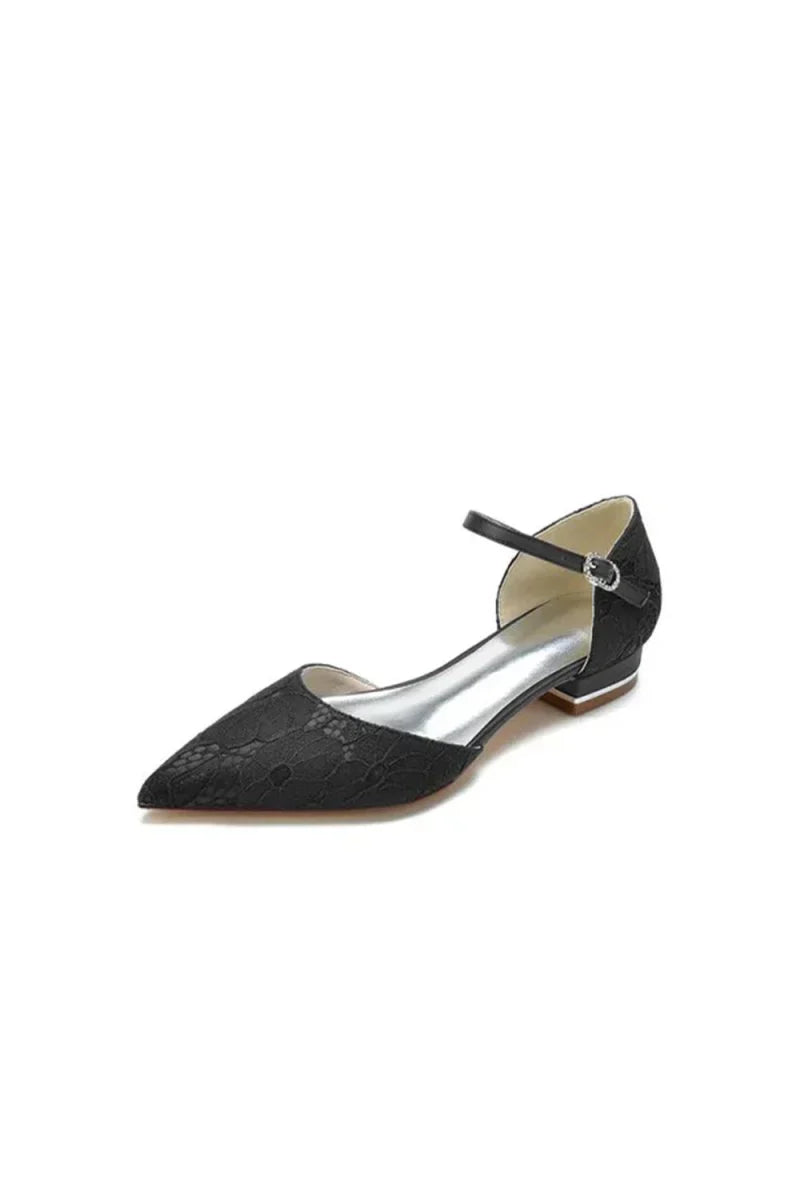 Lace One strap Buckle Pointed Toe Mules