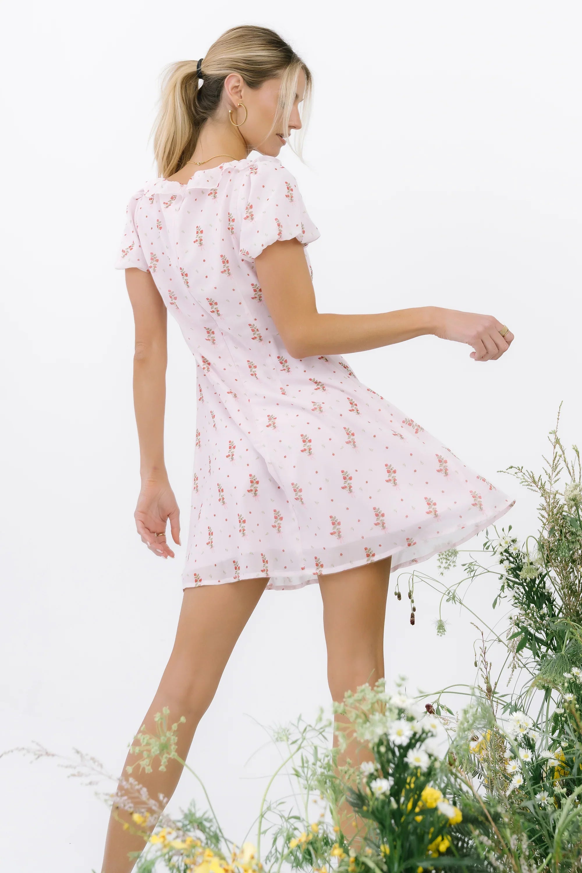 Harvey Floral Mini Dress in Pink