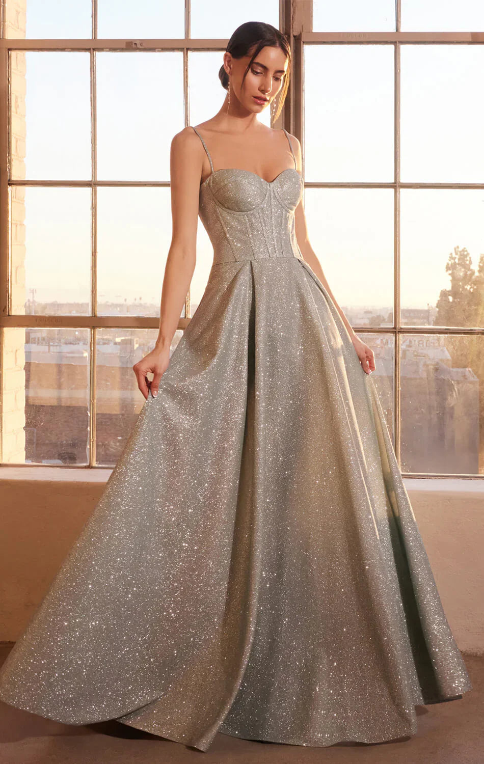 Krista Gown Glitter Dusted A line Bustier Dress