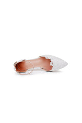 White Lace Embellished Stiletto Pointed Toe Sandals