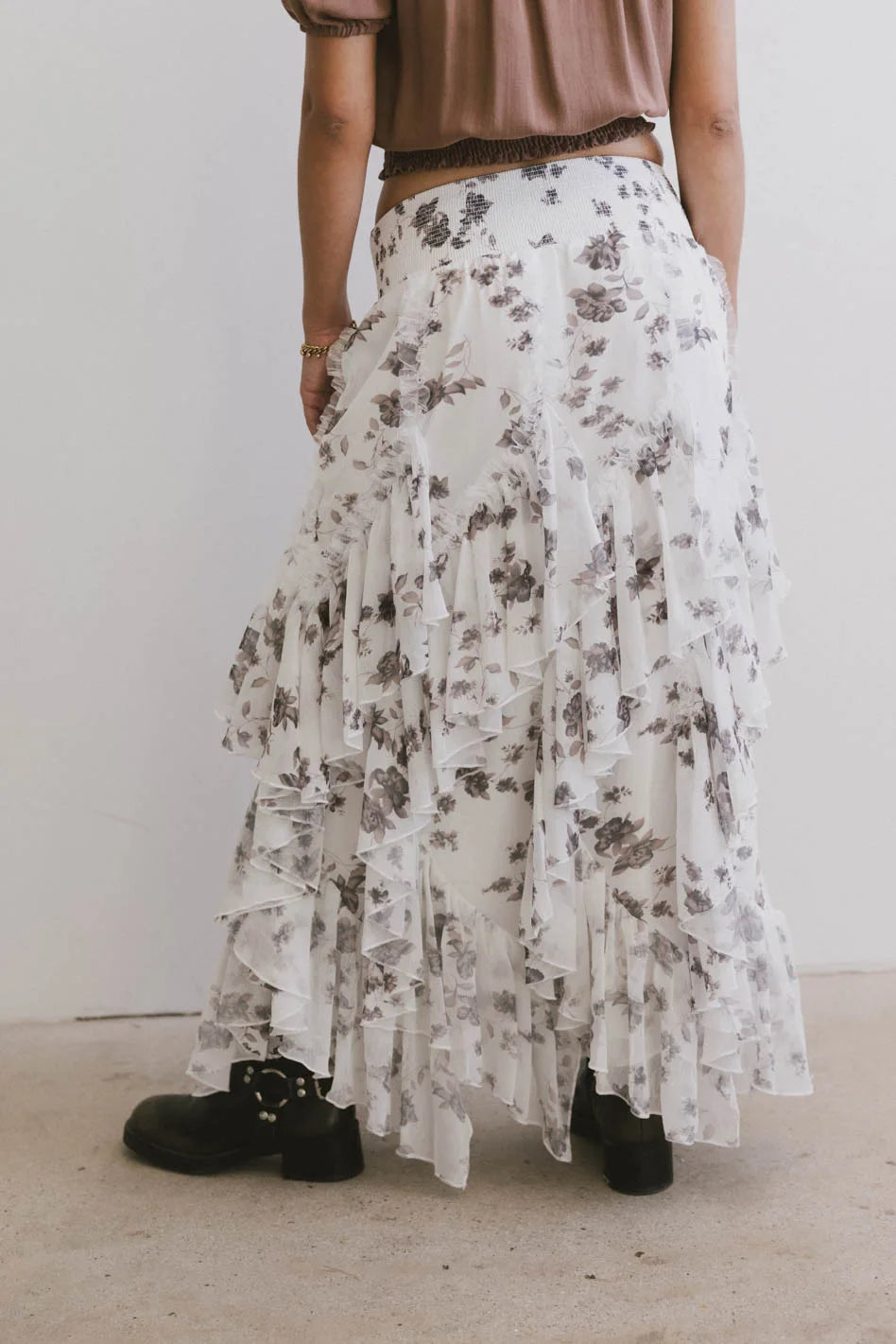 Emerson Ruffled Maxi Skirt in White FINAL SALE