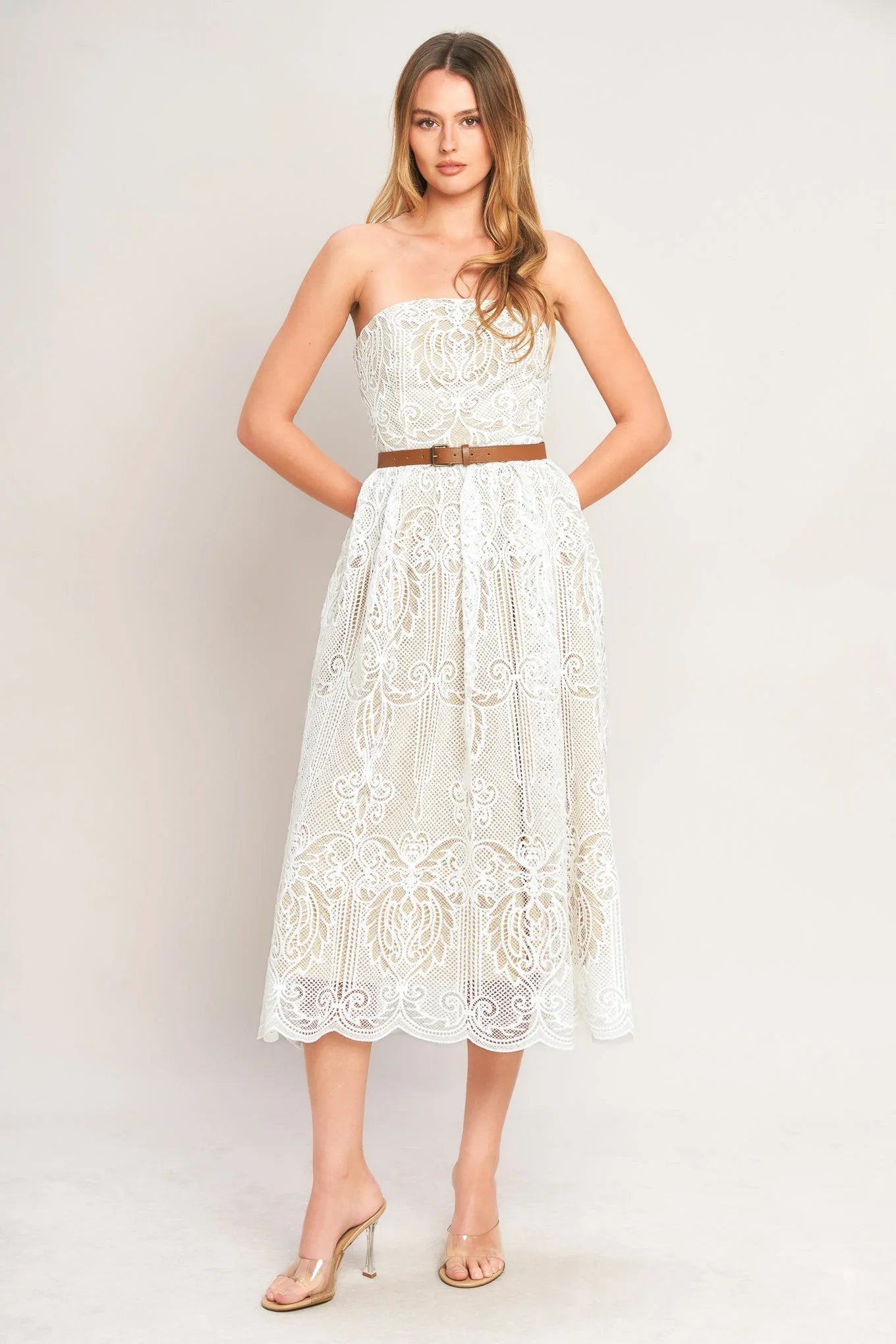 ELEGANT GARDEN LACE MIDI DRESS