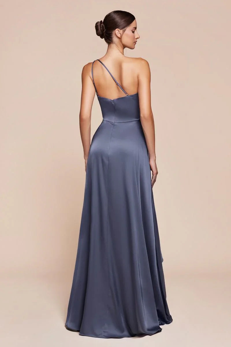 MIRANDA GOWN ONE SHOULDER SOFT SATIN A LINE DRESS