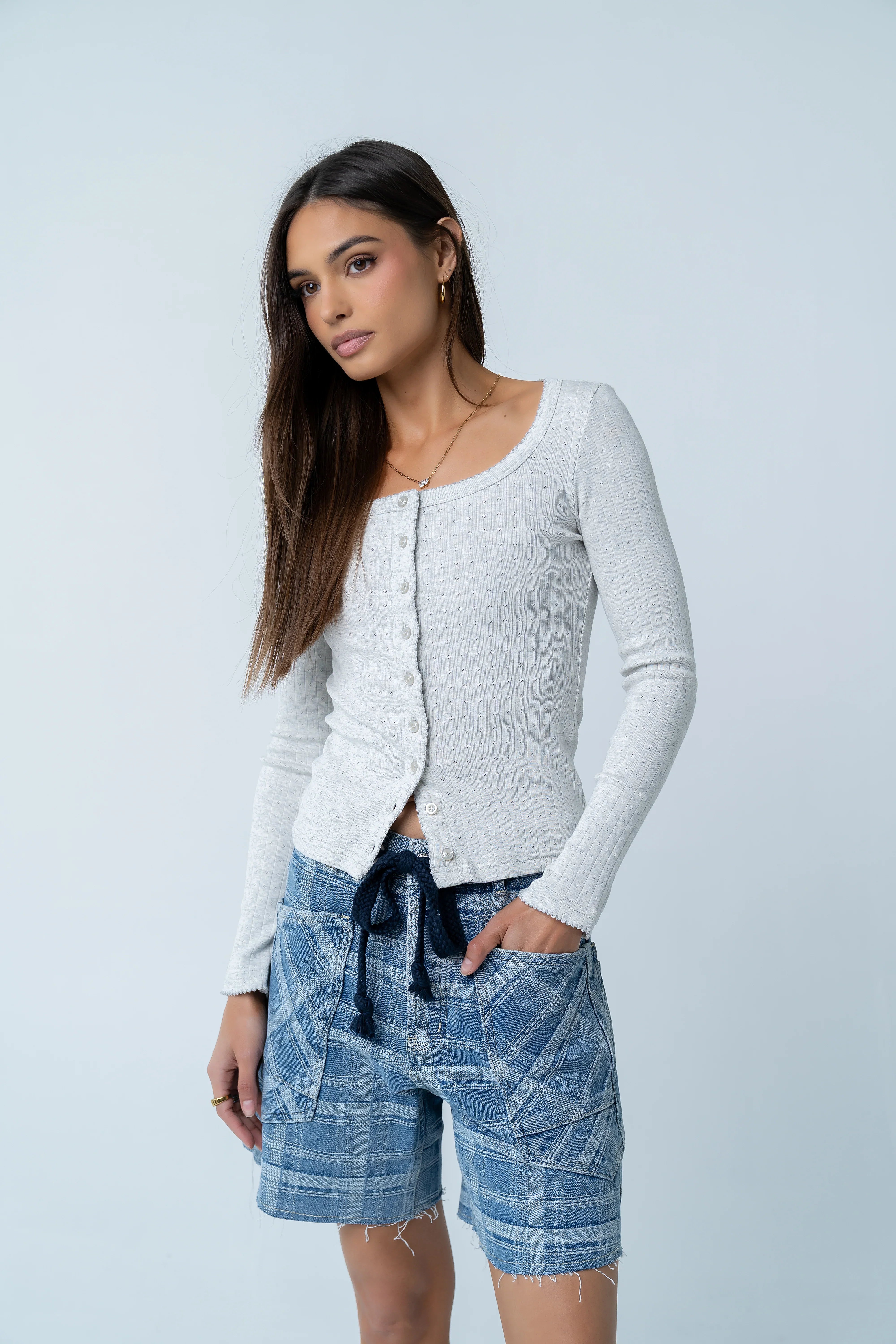 Pura Knit Top in Heather Grey