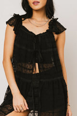 Mona Embroidered Kimono in Black FINAL SALE