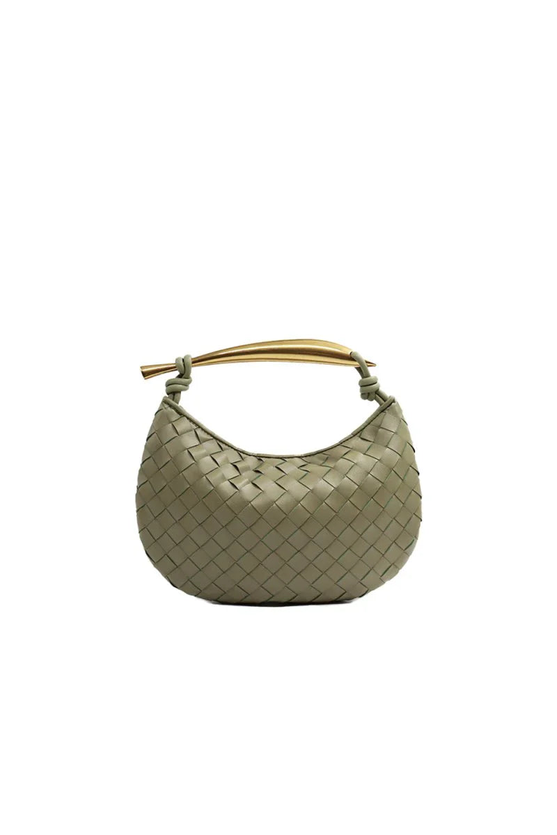 Womens Woven Dumpling Clutch Bag