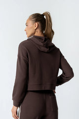Kourtney Waffle Knit Hoodie in Brown